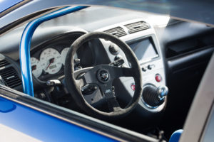 EP3 blue Honda Civic interior steering wheel gauges dash shifter Super Street magazine